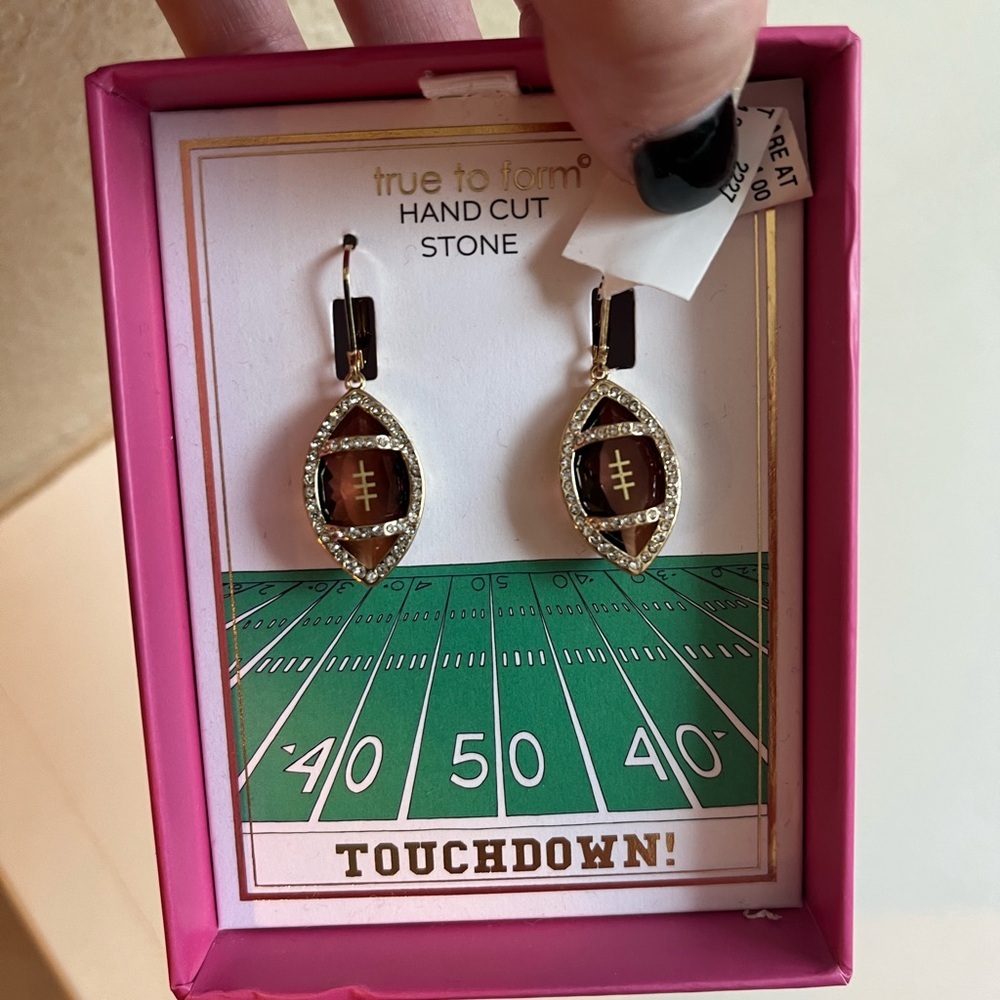 True to Form Handcut Stone Football Earrings
